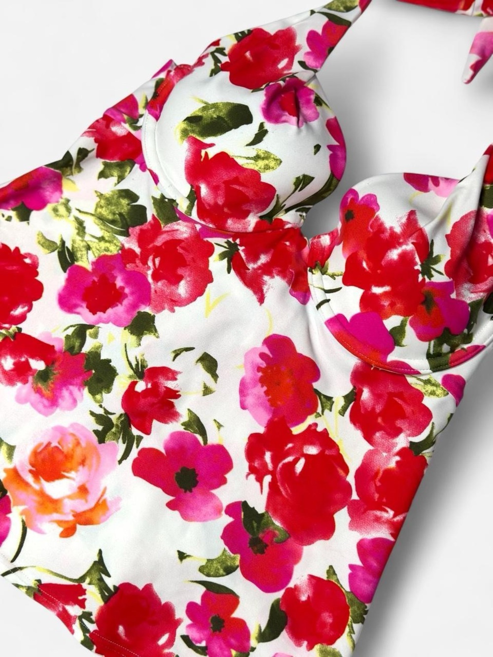 Vintage Y2K Tankini, Push Up Floral Halter Tie Back, Baby Doll, Size Small - Picture 2 of 5